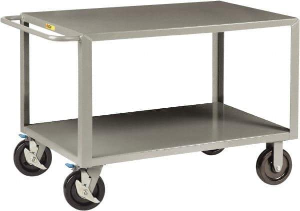 Little Giant - 5,000 Lb Capacity, 36" Wide x 78" Long x 36" High Shelf Cart - 2 Shelf, Steel, 4 Swivel Casters - Exact Industrial Supply