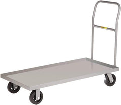 Little Giant - 1,600 Lb Capacity Steel Platform Truck - Steel Deck, 18" OAW, 32" Platform Length x 8-1/2" Platform Height, Mold-On Rubber Casters - Exact Industrial Supply