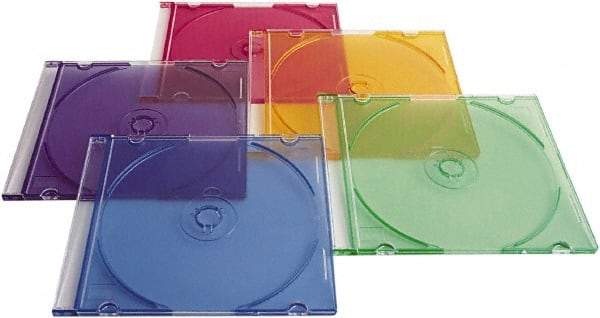Verbatim - 1 Compartment, 4-7/8" Wide x 5-5/8" High x 1/4" Deep, CD/DVD Case - Polypropylene, Assorted Colors - Exact Industrial Supply