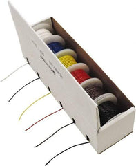 Made in USA - 26 AWG, 1 Strand, 25' OAL, Tinned Copper Hook Up Wire - Black, White, Red, Green, Blue & Yellow PVC Jacket - Exact Industrial Supply