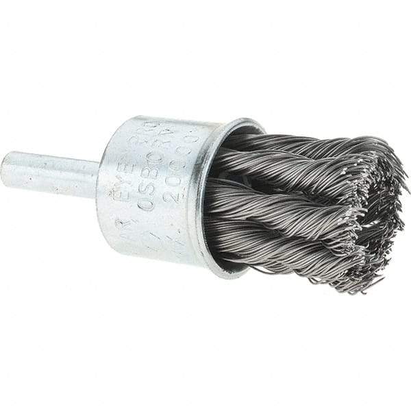 Osborn - 3/4" Brush Diam, Knotted, End Brush - 1/4" Diam Shank, 20,000 Max RPM - Exact Industrial Supply