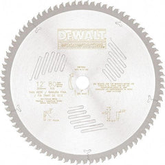 DeWALT - 12" Diam, 1" Arbor Hole Diam, 80 Tooth Wet & Dry Cut Saw Blade - High Speed Steel, Crosscut Action, Standard Round Arbor - Exact Industrial Supply