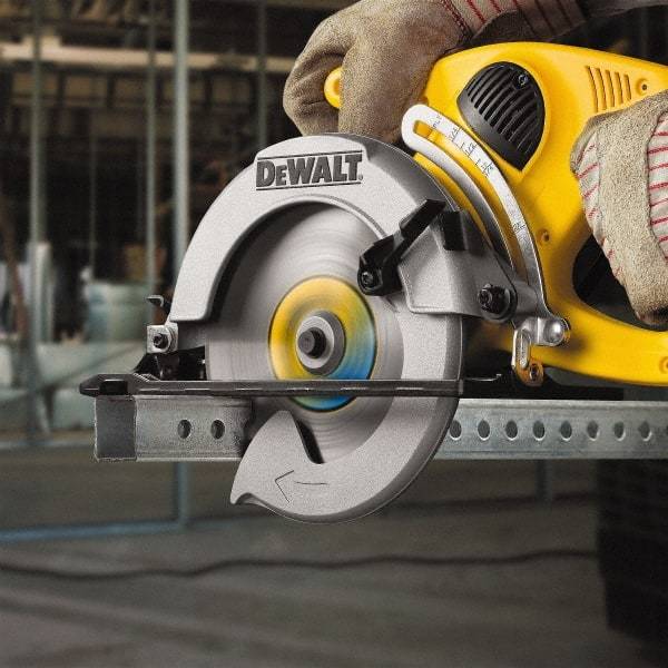 DeWALT - 7-1/4" Diam, 5/8" Arbor Hole Diam, 48 Tooth Wet & Dry Cut Saw Blade - High Speed Steel, Crosscut Action, Standard Round Arbor - Exact Industrial Supply