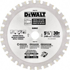 DeWALT - 5-1/2" Diam, 25/32" Arbor Hole Diam, 30 Tooth Wet & Dry Cut Saw Blade - High Speed Steel, Crosscut Action, Standard Round Arbor - Exact Industrial Supply