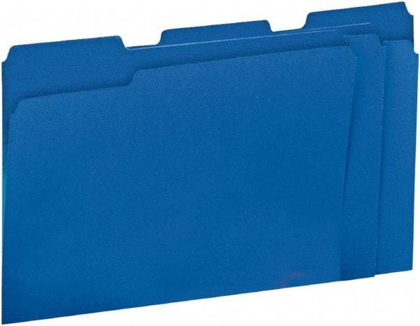 UNIVERSAL - 8-1/2 x 11", Letter Size, Blue, File Folders with Top Tab - 11 Point Stock, 1/3 Tab Cut Location - Exact Industrial Supply