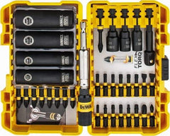 DeWALT - 35 Piece, Screwdriver Insert Bit Set - #1, #2 & #3 Phillips, 1/4 to 3/8" Hex, T20 & T25 Torx, #1, #2 & #3 Pozidriv, #1 to #3 Square Recess - Exact Industrial Supply