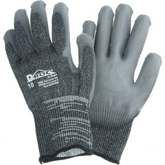 Cut, Puncture & Abrasive-Resistant Gloves: Size XL, ANSI Cut A6, ANSI Puncture 4, Hyperon & Steel Blend Gray, Palm Coat Grip, ANSI Abrasion 6