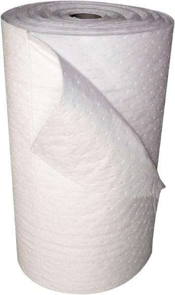 Oil-Dri - 21 Gal Capacity per Package, Oil Only Roll - 150' Long x 30" Wide, White, Polypropylene - Exact Industrial Supply