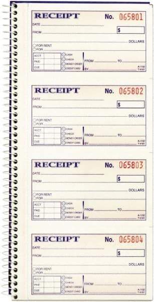 Adams Business Forms - 200 Sheet, 2-3/4 x 4-3/4", Receipt Book - Exact Industrial Supply