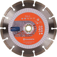 Husqvarna - 4" Diam, 5/8 & 7/8" Arbor Hole Diam, Continuous Edge Tooth Wet & Dry Cut Saw Blade - Diamond-Tipped, Fast Cutting Action, Standard Round Arbor - Exact Industrial Supply