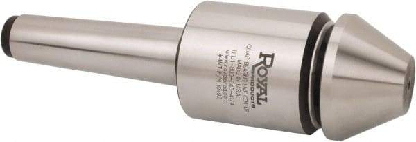 Royal Products - MT5 Morse Taper, 2.45" Head Diam Live Center - 5,000 Max RPM, 2.78" Head Length, 2-1/2" Point Diam, 1.58" Point Len, 1,905 Lb Max Workpc, Bull Nose Point - Exact Industrial Supply