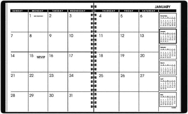 AT-A-GLANCE - 24 Sheet, 6-7/8 x 8-3/4", Planner Appointment Book - Black - Exact Industrial Supply