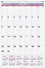 AT-A-GLANCE - 12 Sheet, 20 x 30", Wall Calendar - Blue & Red - Exact Industrial Supply