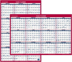 AT-A-GLANCE - 1 Sheet, 24 x 36", Planner Wall Calendar - Blue & Red - Exact Industrial Supply