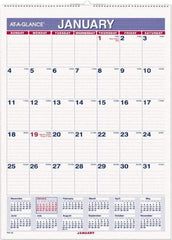 AT-A-GLANCE - 12 Sheet, 8" x 11", Wall Calendar - Blue & Red - Exact Industrial Supply