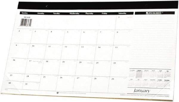 AT-A-GLANCE - 12 Sheet, 17-3/4 x 10-7/8", Desk Pad - White & Black - Exact Industrial Supply