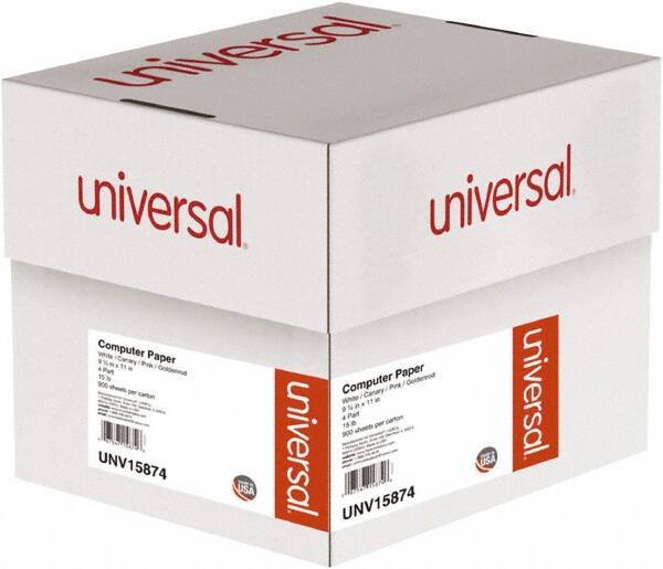 UNIVERSAL - White, Canary, Pink & Buff Four-Part Carbonless Paper - Use with Tractor-Feed Printers - Exact Industrial Supply