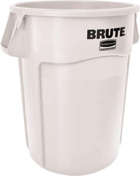 Rubbermaid - 32 Gal White Round Trash Can - Polyethylene, 27.77" High - Exact Industrial Supply