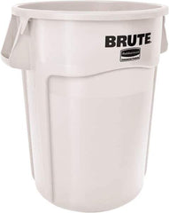 Rubbermaid - 55 Gal White Round Trash Can - Polyethylene, None Graphic, 33.2" High, Lid Not Included - Exact Industrial Supply