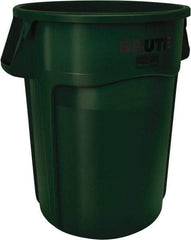 Rubbermaid - 55 Gal Green Round Trash Can - Polyethylene, None Graphic, 33.2" High, Lid Not Included - Exact Industrial Supply