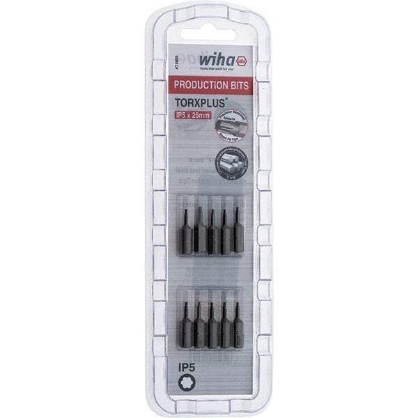 Wiha - 1/4" Drive IP5 Torx Plus Screwdriver Bit - 1" OAL, Insert Bit - Exact Industrial Supply