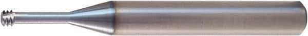 Vargus - M2.5x0.45 ISO, 0.077" Cutting Diam, 3 Flute, Solid Carbide Helical Flute Thread Mill - Internal Thread, 0.276" LOC, 2.244" OAL, 1/4" Shank Diam - Exact Industrial Supply