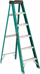 Louisville - 5 Steps, 6' High, Type II Rating, Fiberglass Step Ladder - Exact Industrial Supply