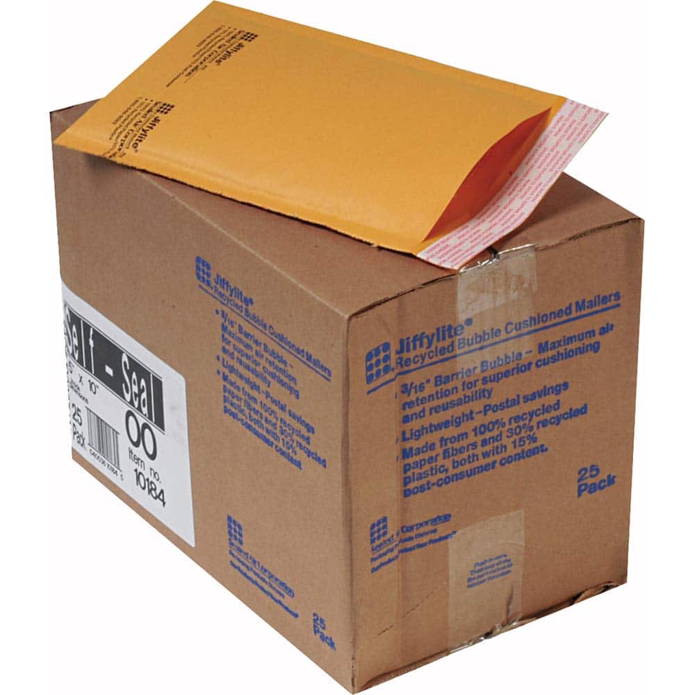 Sealed Air - Mailers, Sheets & Envelopes; Type: Bubble Mailer ; Style: Self Adhesive ; Width (Inch): 10 ; Length (Inch): 5 ; Box Quantity: 25 ; Size: 5 x 10 - Exact Industrial Supply