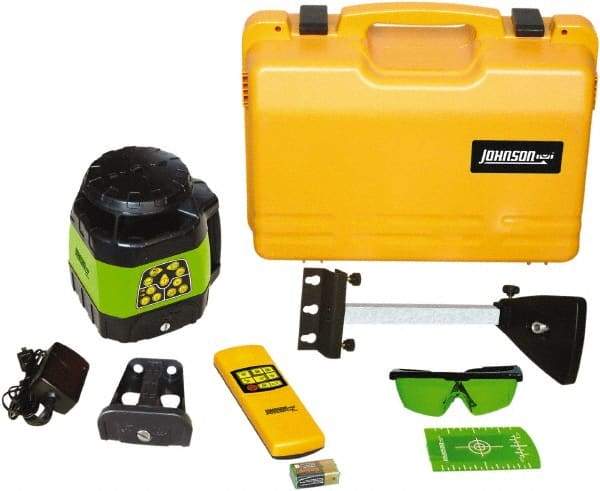 Johnson Level & Tool - 1,200' (Exterior) Measuring Range, 1/8" at 100' Accuracy, Self-Leveling Rotary Laser - 200, 500 RPM, 2 Beams, NiMH Battery Included - Exact Industrial Supply