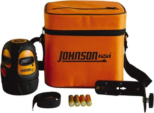 Johnson Level & Tool - 1 Beam 200' (Interior) 300' (Exterior) Max Range Self Leveling Line Laser - Red Beam, 1/8" at 50' Accuracy, 3-3/4" Long x 5-1/8" High, Battery Included - Exact Industrial Supply