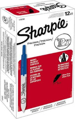 Sharpie - Blue Permanent Marker - Retractable Ultra Fine Tip, Alcohol Based Ink - Exact Industrial Supply