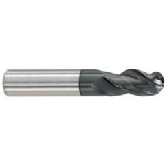 1/2" Dia. - 1" LOC - 3 OAL Ball Nose 3 FL Carbide S/E HP End Mill-AlTiN - Exact Industrial Supply