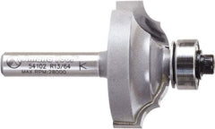 Amana Tool - 1-1/4" Cut Diam, 1/2" Length of Cut, 2 Flute Classical Edge Profile Router Bit - Carbide-Tipped, 1/4" Shank Diam, 2" OAL, Uncoated - Exact Industrial Supply