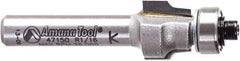 Amana Tool - 1/2" Cut Diam, 3/8" Length of Cut, 2 Flute Laminate Trim Edge Profile Router Bit - Carbide-Tipped, 1/4" Shank Diam, 1-7/8" OAL, Uncoated - Exact Industrial Supply