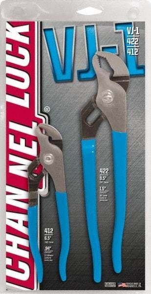 Channellock - 2 Piece Tongue & Groove Plier Set - Comes in Display Card - Exact Industrial Supply