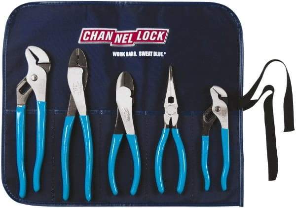 Channellock - 5 Piece Plier Set - Comes in Tool Roll - Exact Industrial Supply