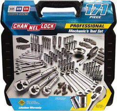 Channellock - 171 Piece 1/4, 3/8, 1/2" Drive Mechanic's Tool Set - Comes with Blow-Molded Case - Exact Industrial Supply