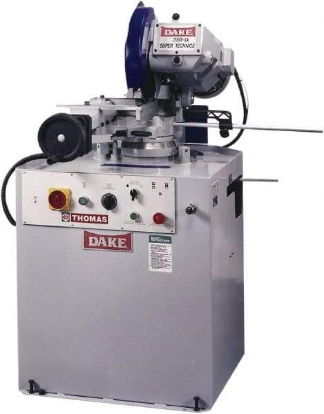 Dake - Variable Cutting Speed, 350mm Blade Diam, Cold Saw - 20 to 105 RPM Blade Speed, Floor Machine, 3 Phase, Compatible with Ferrous/Non-Ferrous Material - Exact Industrial Supply