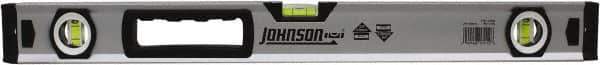 Johnson Level & Tool - 24" Long 3 Vial Box Beam Level - Aluminum, Yellow, 2 Plumb & 1 Level Vials - Exact Industrial Supply