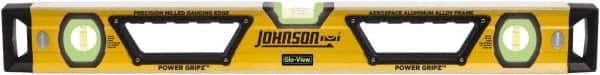 Johnson Level & Tool - Magnetic 78" Long 3 Vial Box Beam Level - Aluminum, Yellow, 2 Plumb & 1 Level Vials - Exact Industrial Supply