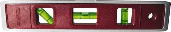 Johnson Level & Tool - 9" Long 3 Vial Torpedo Level - ABS Plastic, Orange, 1 Plumb, 1 Level & 1 45° Vials - Exact Industrial Supply