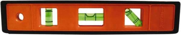 Johnson Level & Tool - 9" Long 3 Vial Torpedo Level - ABS Plastic, Orange, 1 Plumb, 1 Level & 1 45° Vials - Exact Industrial Supply