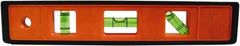 Johnson Level & Tool - 9" Long 3 Vial Torpedo Level - ABS Plastic, Orange, 1 Plumb, 1 Level & 1 45° Vials - Exact Industrial Supply