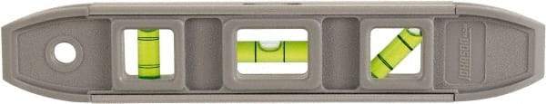 Johnson Level & Tool - Magnetic 9" Long 3 Vial Torpedo Level - Aluminum, Gray, 1 Plumb, 1 Level & 1 45° Vials - Exact Industrial Supply