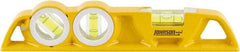 Johnson Level & Tool - Magnetic 10" Long 3 Vial Torpedo Level - Aluminum, Yellow, 1 Plumb, 1 Level & 1 45° Vials - Exact Industrial Supply