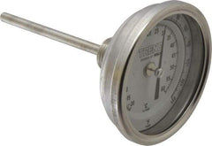 Wika - 4 Inch Long Stem, 3 Inch Dial Diameter, Stainless Steel, Back Connected Bi-Metal Thermometer - -20 to 60°C, 1% Accuracy - Exact Industrial Supply