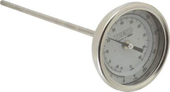 Wika - 9 Inch Long Stem, 3 Inch Dial Diameter, Stainless Steel, Back Connected Bi-Metal Thermometer - -15 to 90°C, 1% Accuracy - Exact Industrial Supply