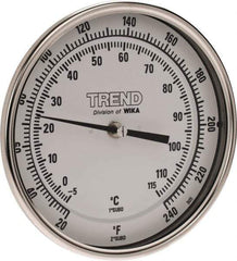 Wika - 2-1/2 Inch Long Stem, 5 Inch Dial Diameter, Stainless Steel, Back Connected Bi-Metal Thermometer - -5 to 115°C, 1% Accuracy - Exact Industrial Supply