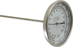 Wika - 9 Inch Long Stem, 5 Inch Dial Diameter, Stainless Steel, Back Connected Bi-Metal Thermometer - -20 to 120°C, 1% Accuracy - Exact Industrial Supply