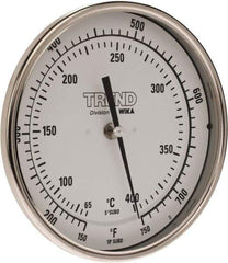 Wika - 9 Inch Long Stem, 5 Inch Dial Diameter, Stainless Steel, Back Connected Bi-Metal Thermometer - 65 to 400°C, 1% Accuracy - Exact Industrial Supply